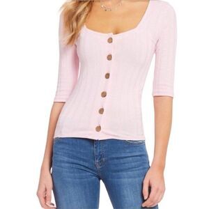 Free People Crop Sweater Cardigan Pink Size Small